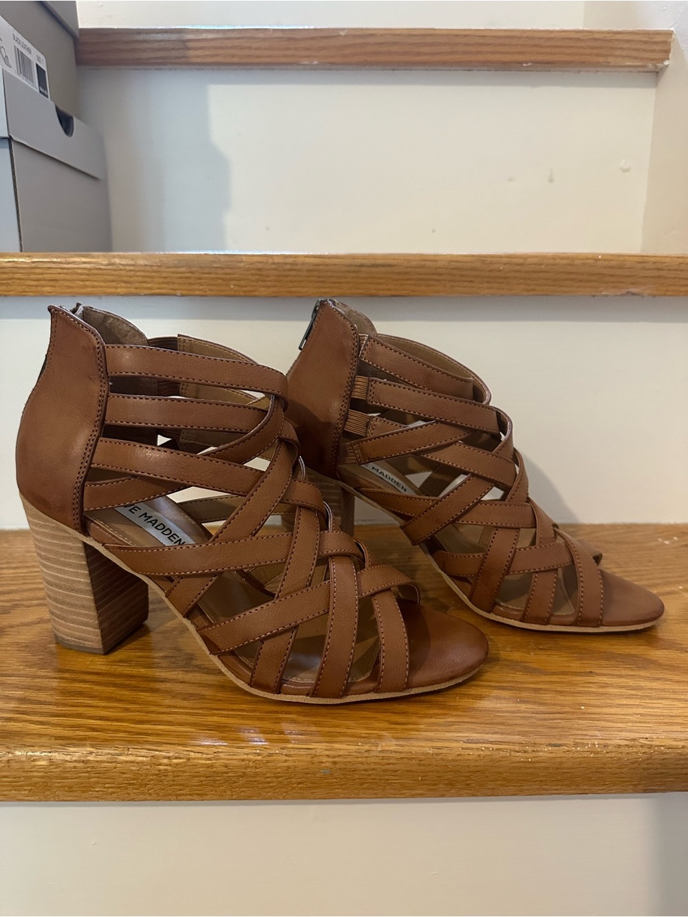 Steve Madden Brown Strappy Block Heel Sandals